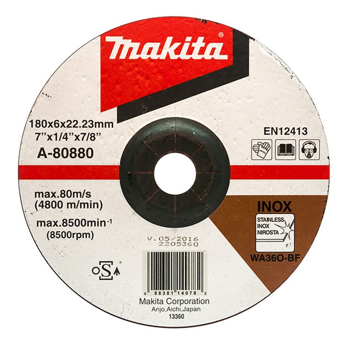 MAKITA A-80880 ใบเจียรสแตนเลส 7"x6mm (10ใบ/กล่อง)