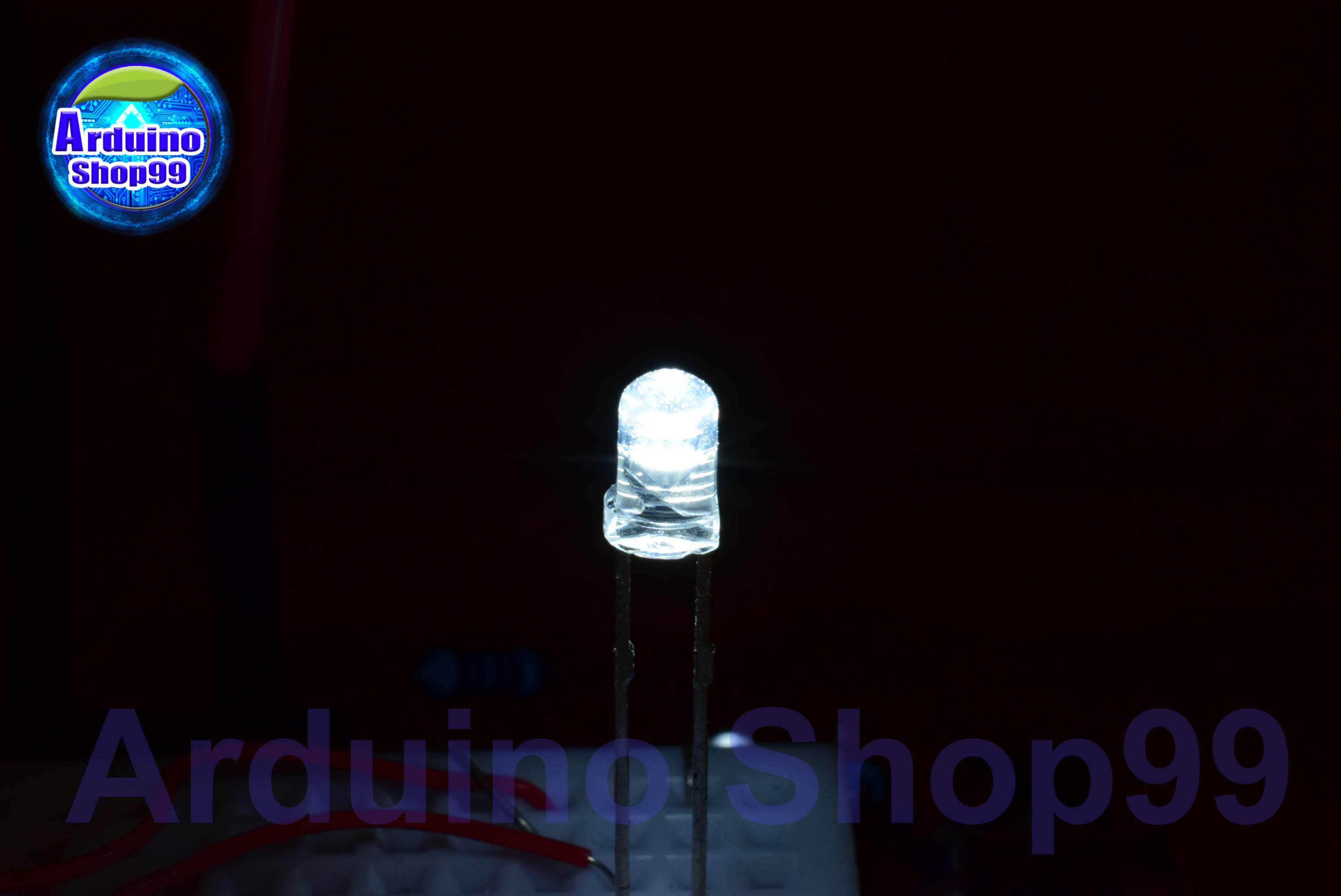 LED 3mm White (สีขาว) 1 ชุด 20 ตัว