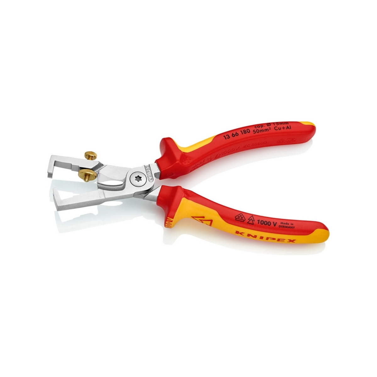 KNIPEX 13 66 180 คีมปอก/ตัดสายไฟ รุ่น StriX ด้าม VDE ป้องกันไฟฟ้า 1000V