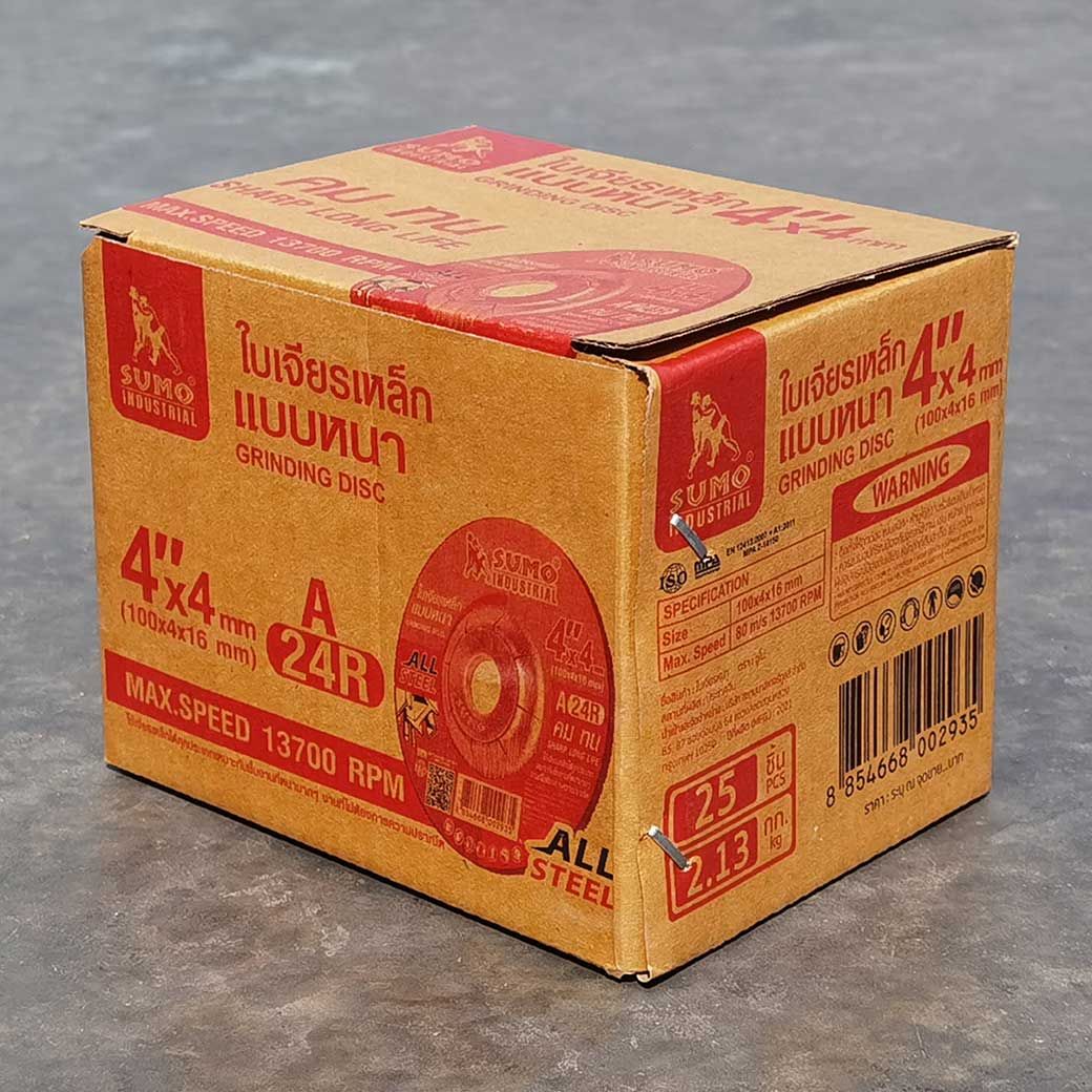 SUMO ใบเจียร 4"x4mm หนา สีแดง (25ใบ/กล่อง)