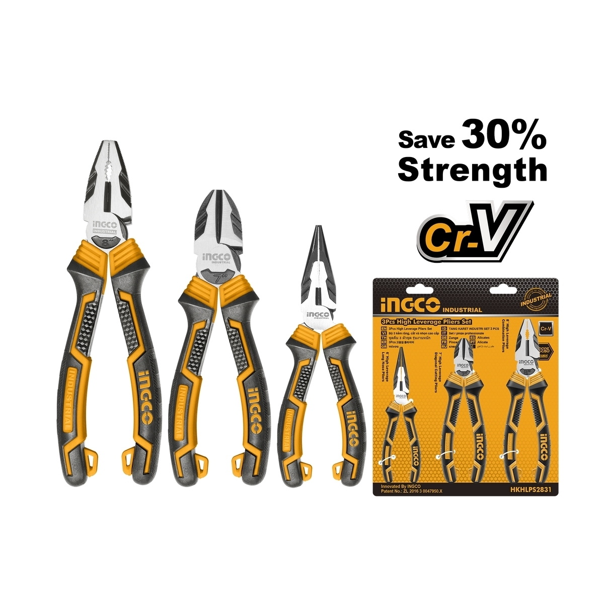 INGCO HKHLPS2831 ชุดคีม 3 ชิ้น