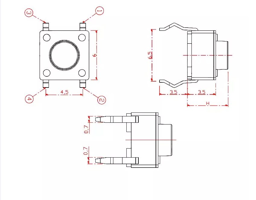 ไมโครสวิตช์ กดติดปล่อยดับ 9*6*6 mm แบบ 4 ขา micro switch button (จำนวน 10 ชิ้น)
