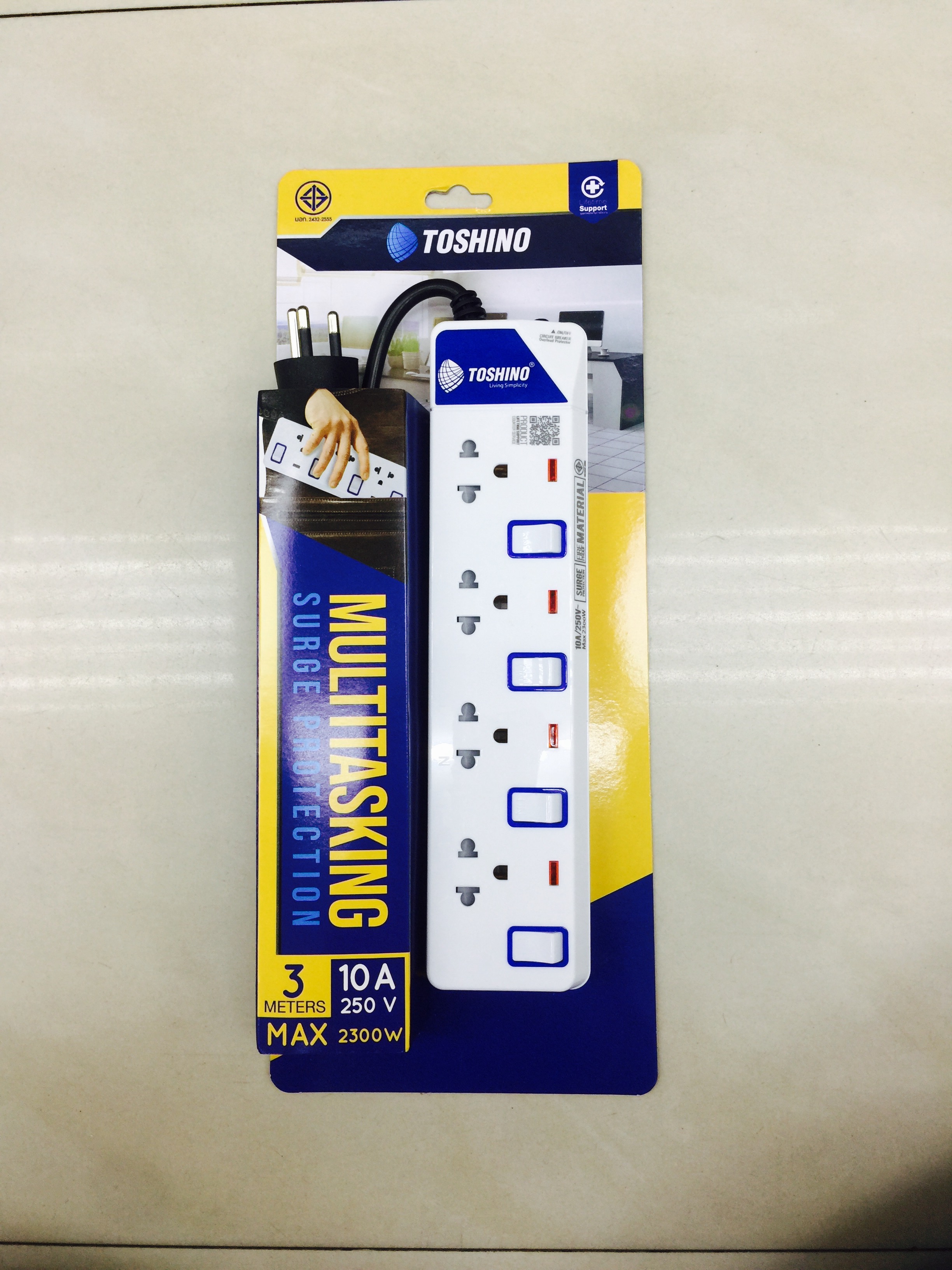 TOSHINO ET-914 3m.รางปลั๊กไฟ 4 ช่อง 4 สวิตช์ รุ่น ET-914 3 x 0.75 mm²