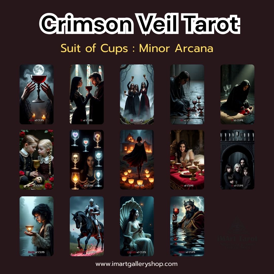 Crimson Veil Tarot ไพ่ทำนายความลับและเงามืดในใจมนุษย์ 78 ใบ