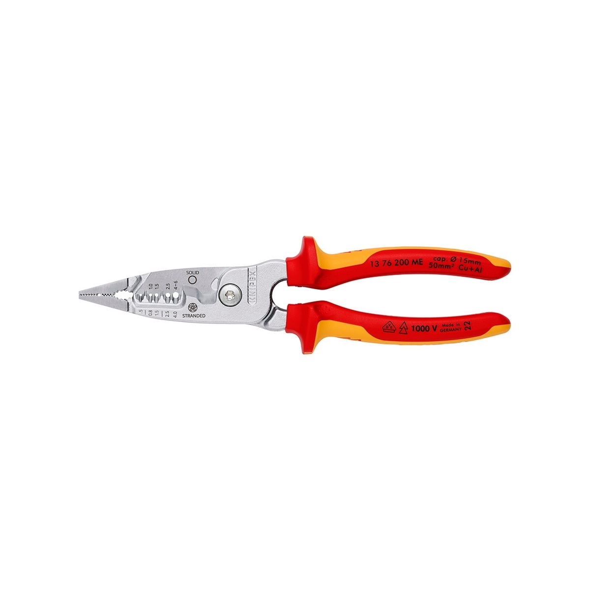 KNIPEX 13 76 200 ME คีมปากรวมงานไฟฟ้า รุ่น Metric 200mm ป้องกันกระแสไฟ 1000V