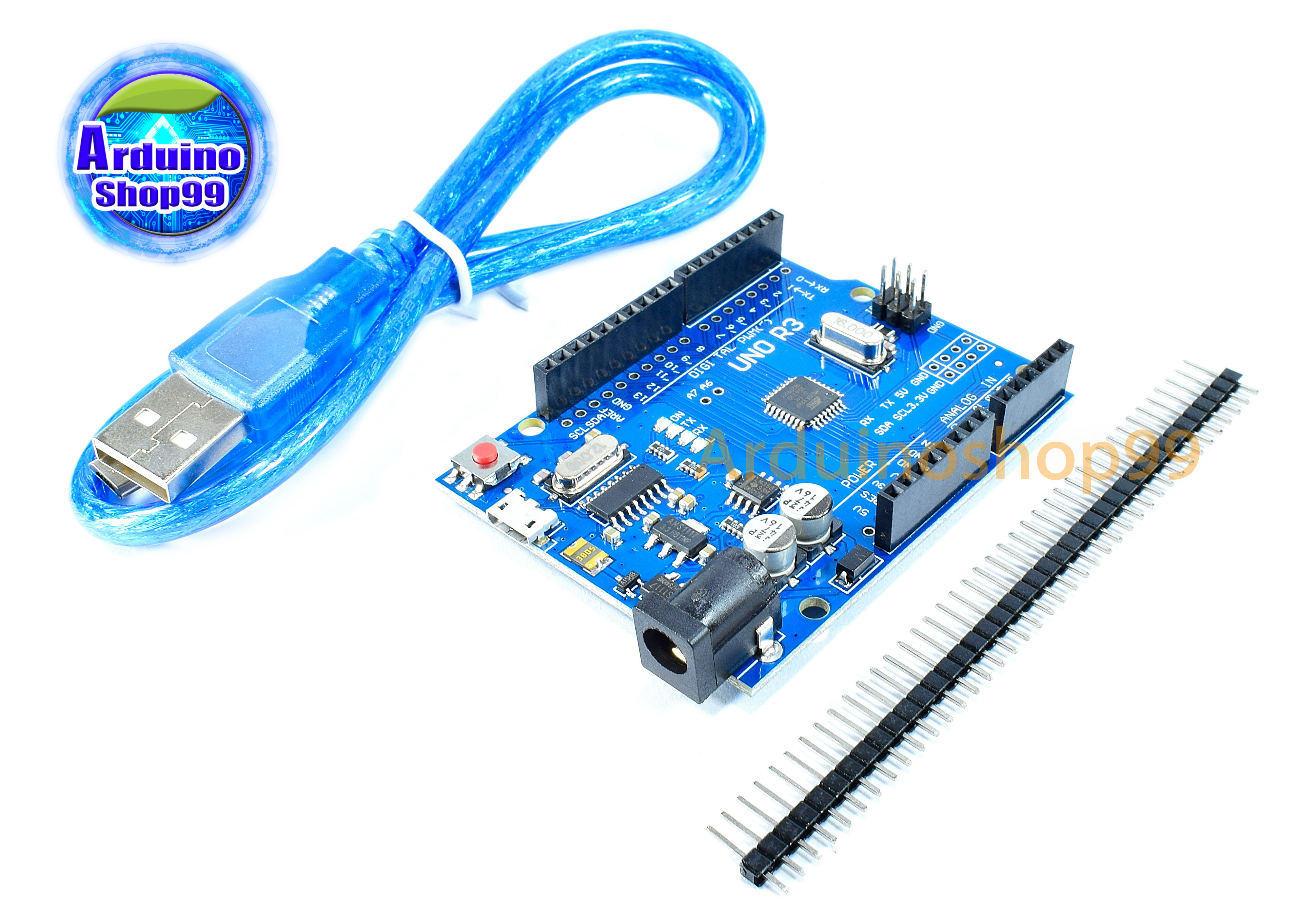 UNO R3 Micro USB ATmega328P Development Board for Package SMD+ ก้างปลา + สาย USB