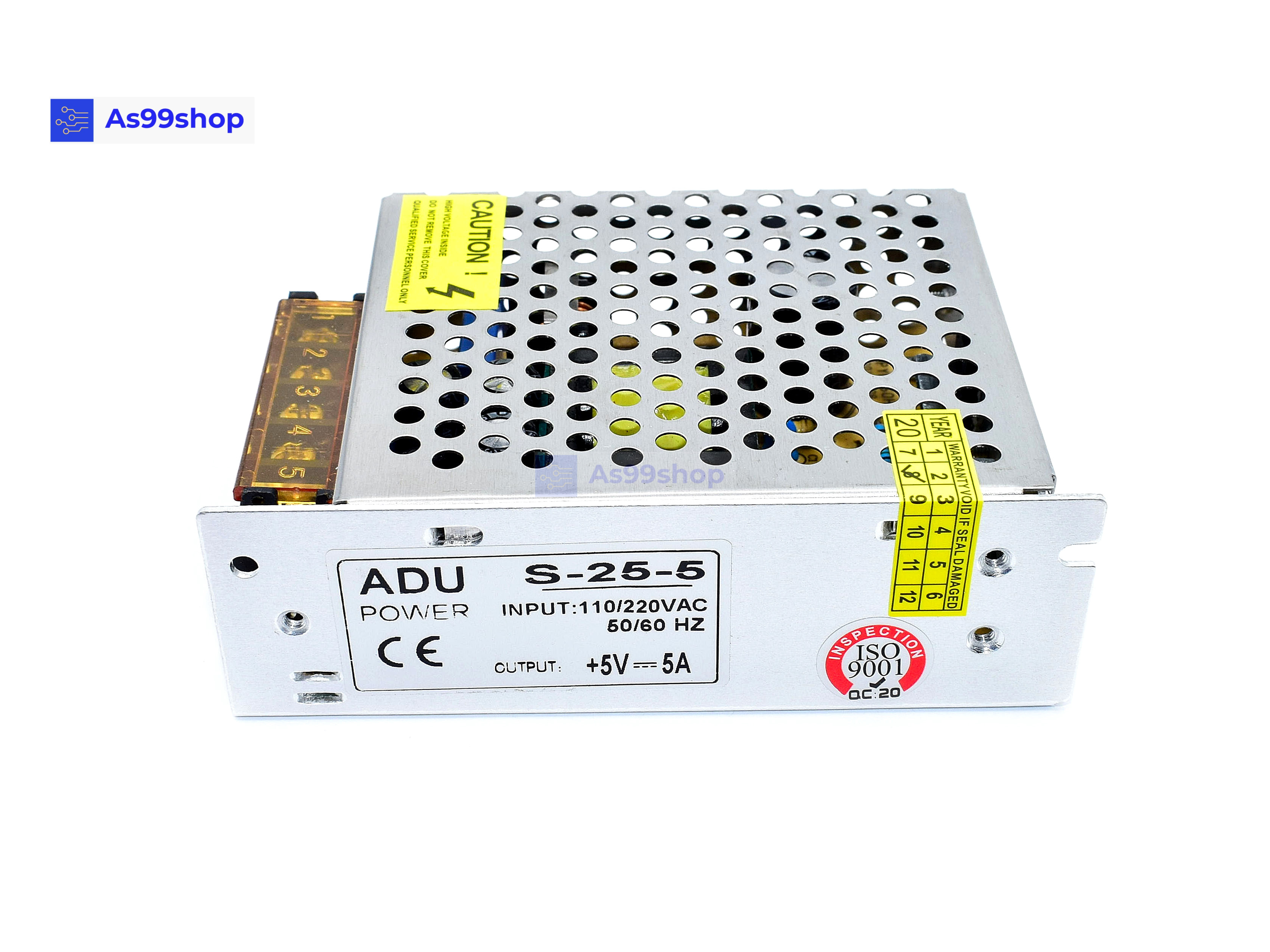 Switching Power Supply สวิตชิ่งเพาเวอร์ซัพพลาย 5V 5A 25W(สีเงิน) S-25-5