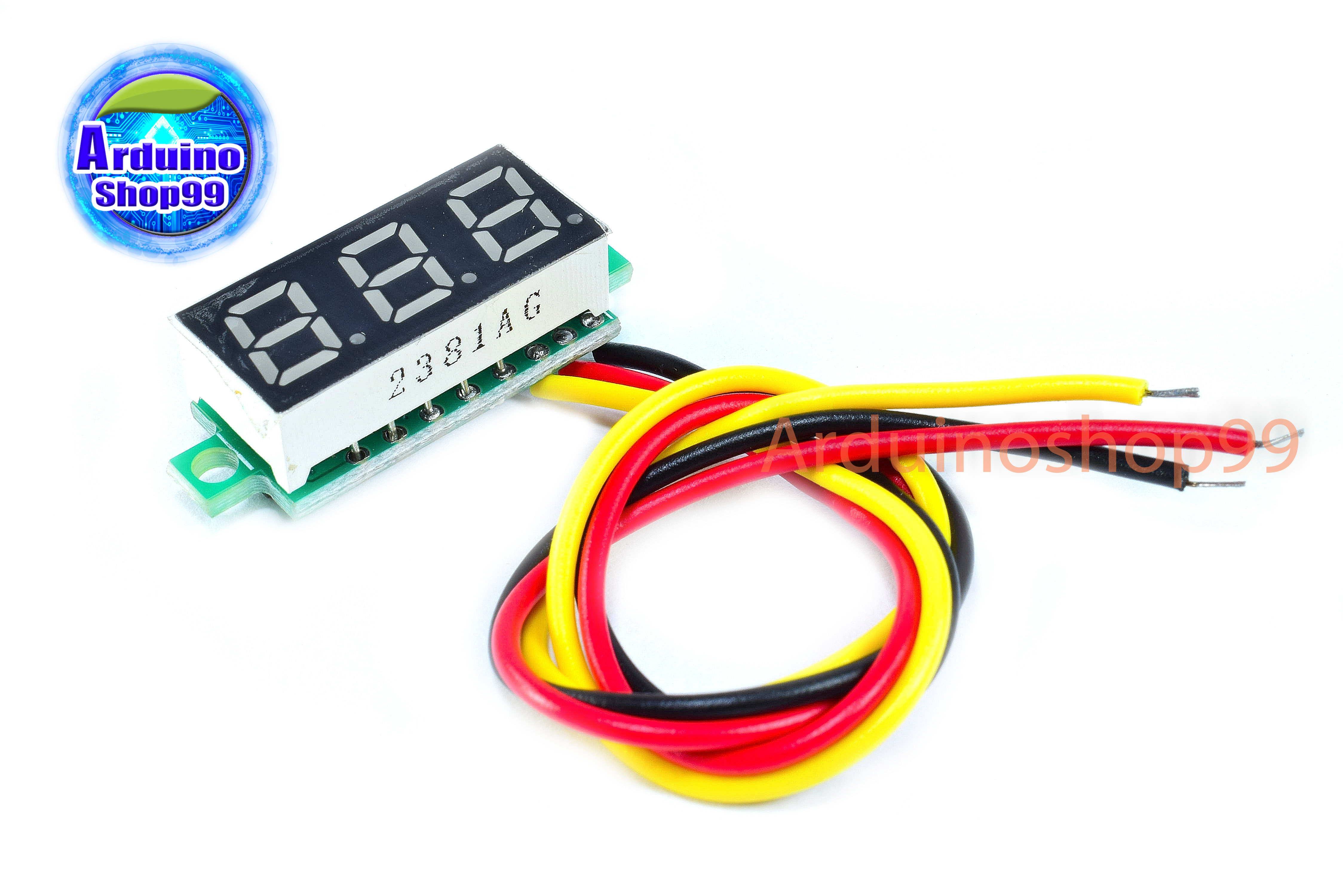จอแสดงผล ค่าโวลต์ DC voltage meter head 0.28 inch LED DC 0V - 100V (สีเขียว)