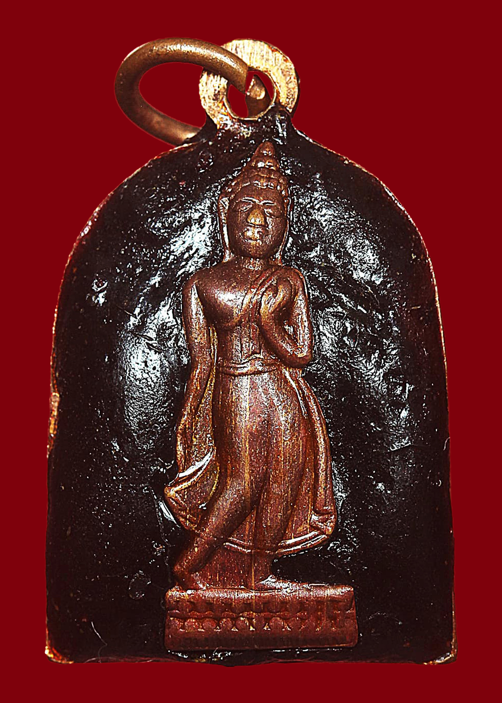 เหรียญหลวงพ่อจันทร์ วัดมฤคทายวัน จ.เพชรบุรี หลังติดคลั่งหน้ากากพระพุทธ ทองแดงผิวไฟ