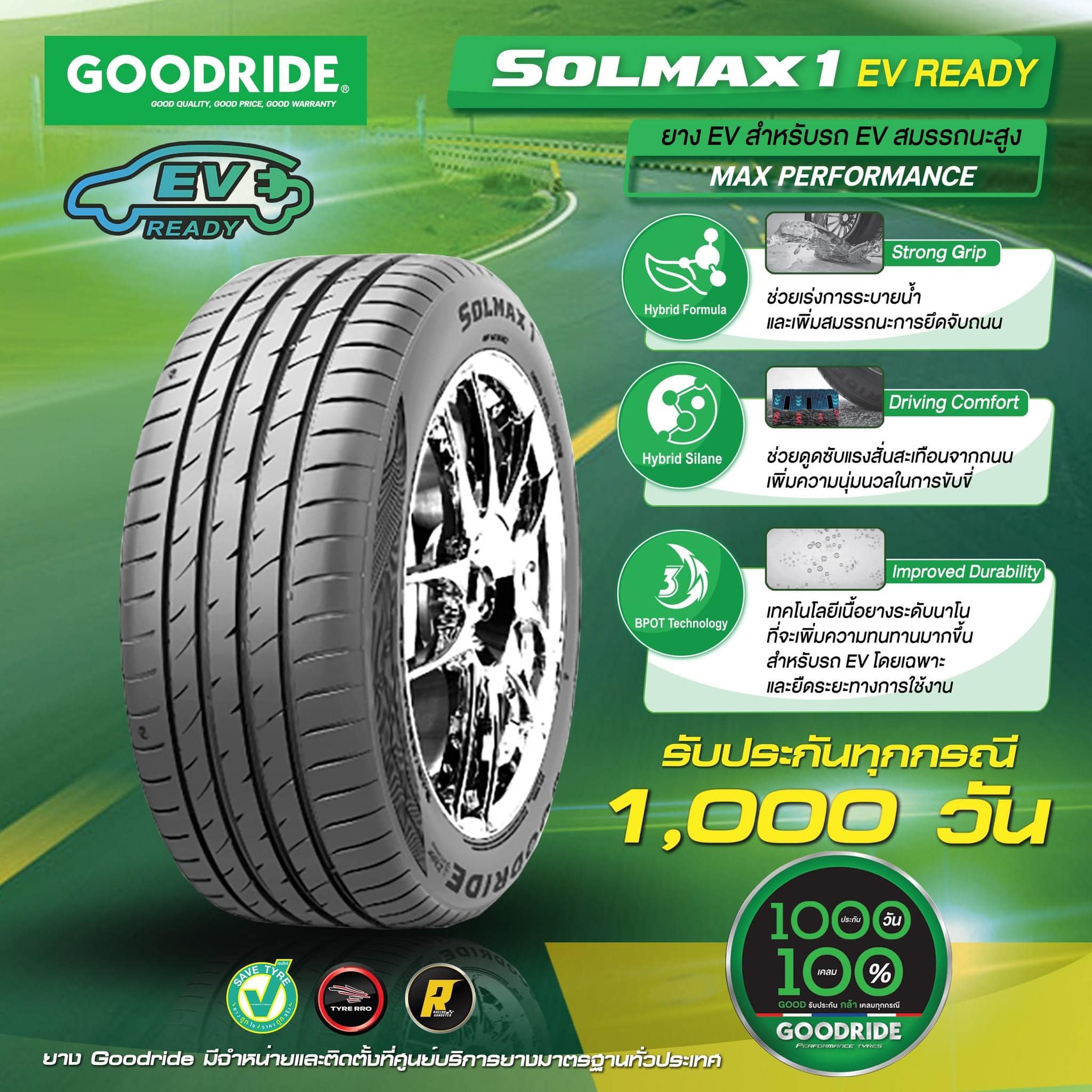 ยาง GOODRIDE SOLMAX1 EVREADY ขนาด 285/35-22ราคาพิเศษ สั่งได้