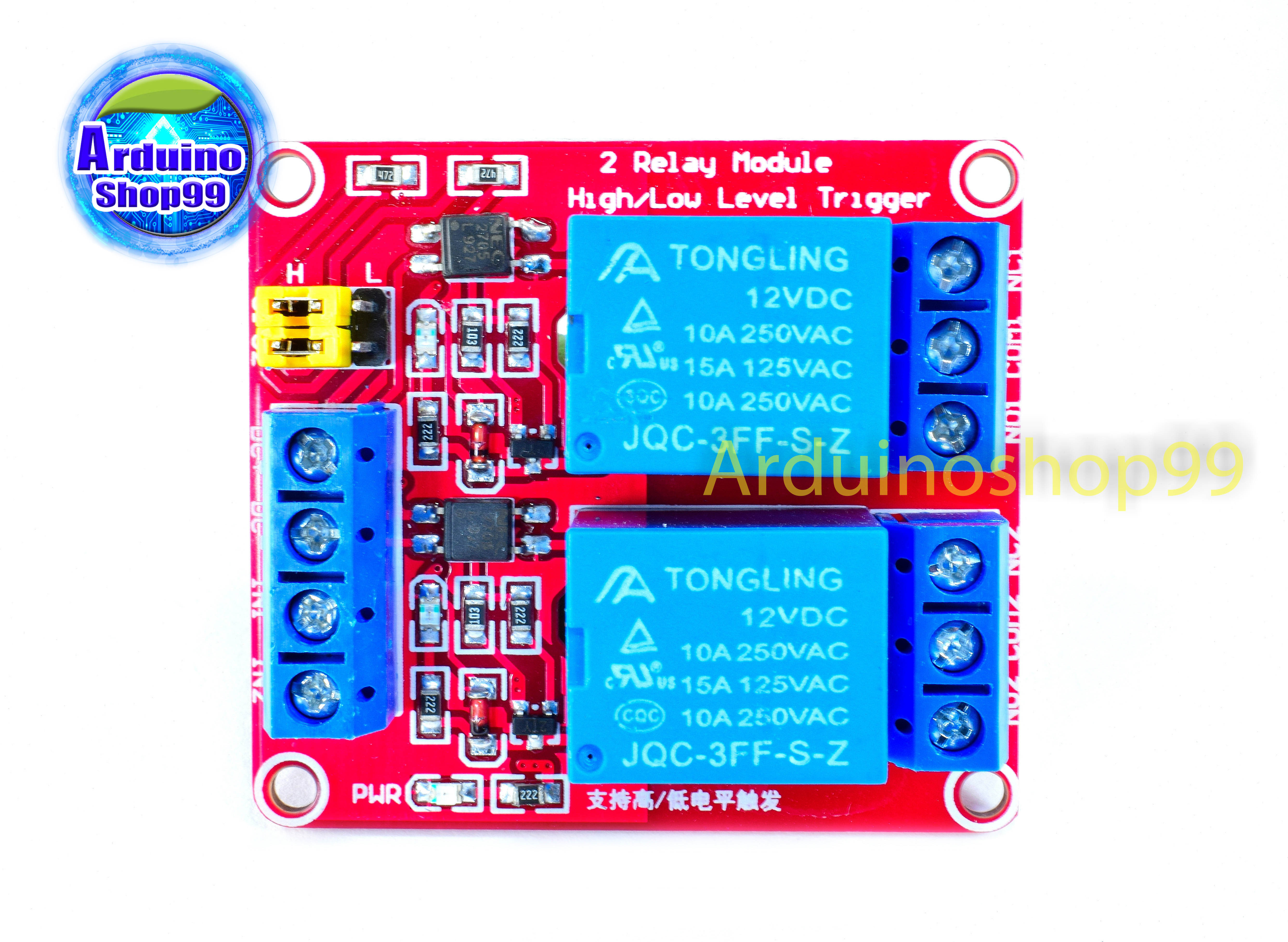 Relay 12V 2 Channel 10A 250V แบบ Active High/Low