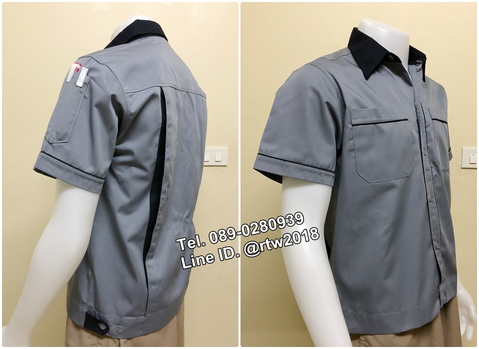 เสื้อช่างแขนสั้นแบบเทากุ้นกรม (รหัส A34)