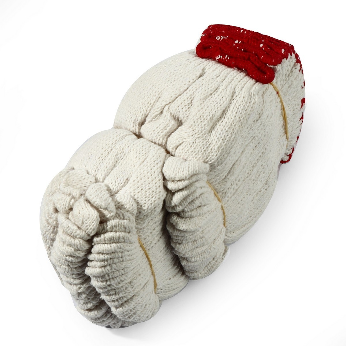 ถุงมือผ้า สีขาว ขอบแดง 400g