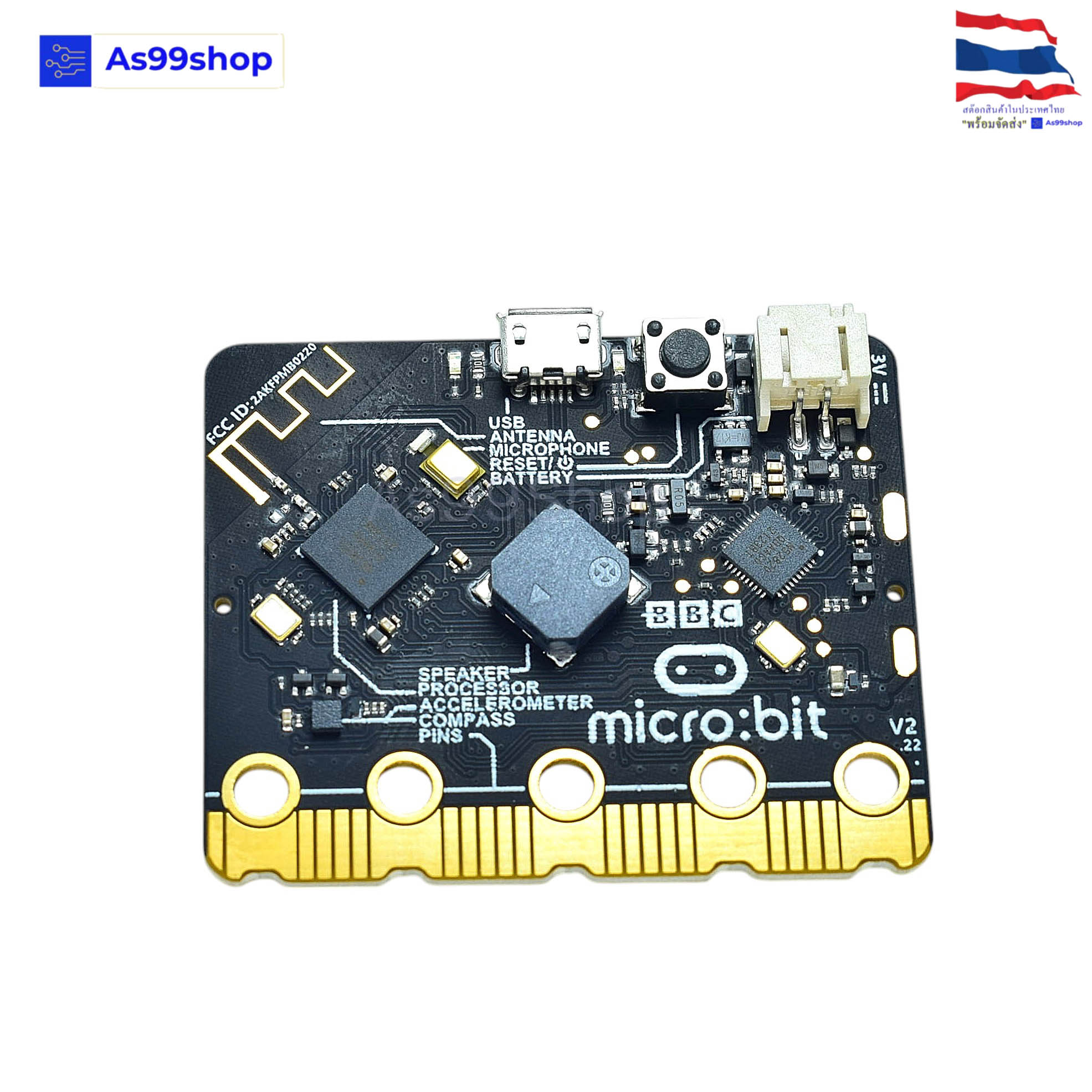 Micro:Bit V2 พร้อมสาย Micro USB บอร์ดไมโครบิต รุ่นใหม่ล่าสุด (สำหรับเรียนรู้การเขียนโปรแกรม IoT / Coding / STEM)