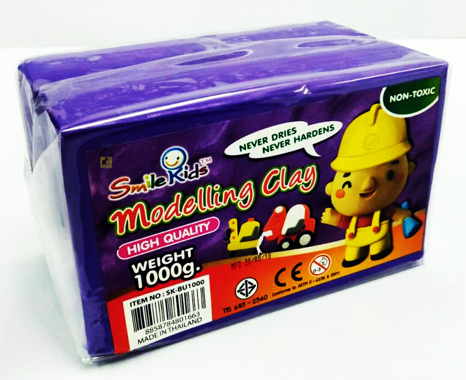 ดินน้ำมันไร้สารพิษ ตรา สมายคิดส์ น้ำหนัก 1000 กรัม (สีม่วง)