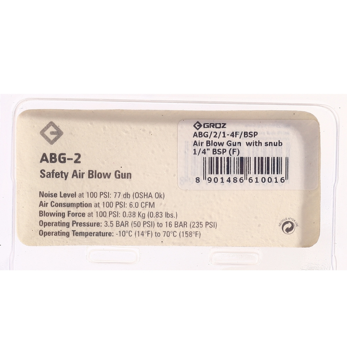 GROZ ABG/2/1-4F/BSP ปืนลมด้ามไนลอน ก้านยาว 114mm