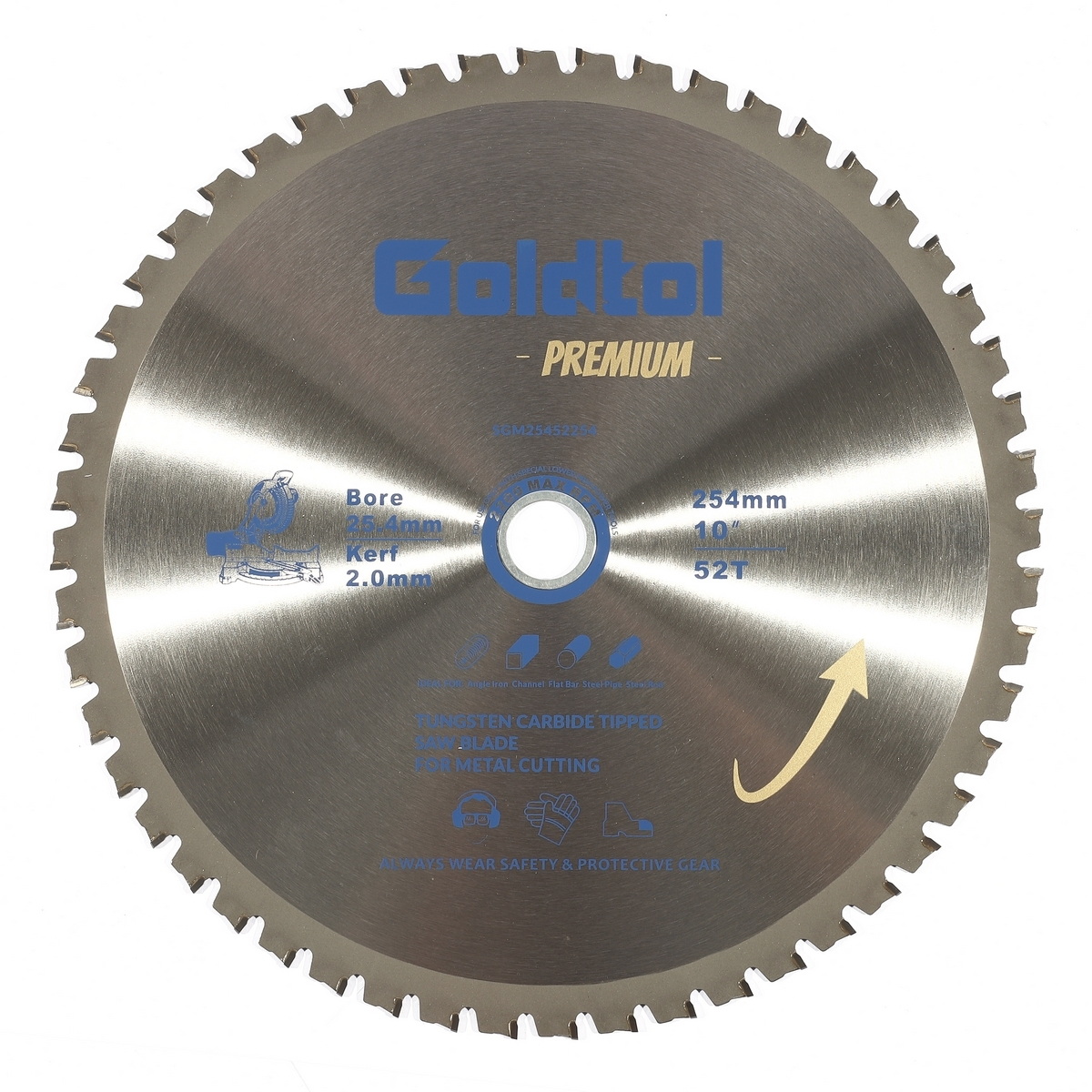 Goldtol ใบเลื่อยวงเดือน ตัดเหล็ก 10"x52T