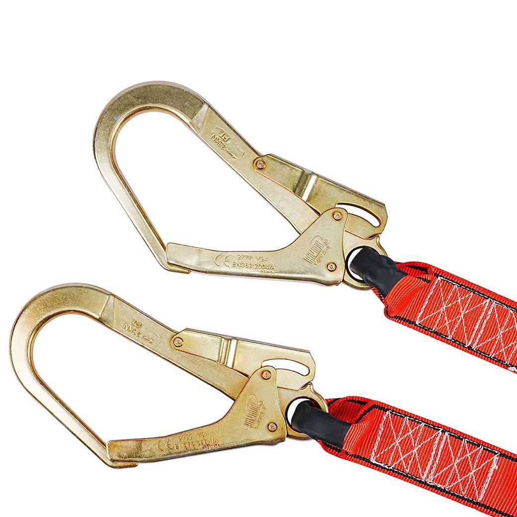 YAMADA รุ่น 2WA717 เชือกเซฟตี้เส้นคู่ แบบสายแบน พร้อมอุปกรณ์ดูดซับแรงกระชาก