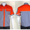รหัส A25.2 : เสื้อช่างแขนสั้นผ้าคอมทวิวสีเทาอก+แขนส้ม (กุ้นขาว)