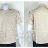 รหัส A1.12 : เสื้อช่างแขนสั้นผ้าคอมทวิวสามกระเป๋าสีครีมล้วน
