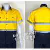 รหัส A36.1 : เสื้อช่างแขนสั้นผ้าคอมทวิว(กรมท่า/เหลือง) (ติดสะท้อนแสง) (รุ่น ลอนดอน)