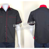 รหัส A7.9 : เสื้อช่างแขนสั้นผ้าคอมทวิวสีดำกุ้นแดง
