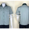 รหัส A15.1 : เสื้อช่างแขนสั้นผ้าคอมทวิวสีเขียว(อมเทา)กุ้นเขียวแก่
