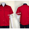 รหัส A15.4 : เสื้อช่างแขนสั้นผ้าคอมทวิวสีแดงกุ้นกรมท่า