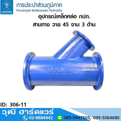 อุปกรณ์เหล็กหล่อ กปภ. สามทาง วาย 45 จาน 3 ด้าน