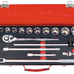 บ็อกชุด AMPRO รู 1/2" 21 ชิ้น (มิล) ขนาด 6 เหลี่ยม (PARABOLA)