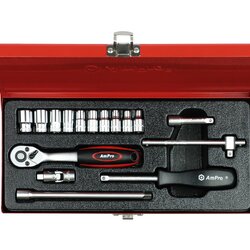 บ็อกชุด AMPRO รู 1/4" 16 ชิ้น (หุน) ขนาด 6 เหลี่ยม (PARABOLA)