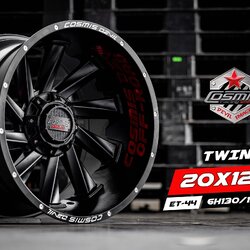 ล้อ Offroad TWIN เวอร์ชั่นล่าสุด Mattblack โลโก้แดง ขอบ20x12 ทรงเมกา