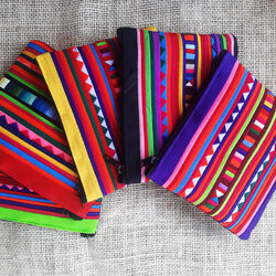 กระเป๋าผ้าชาวเขาริ้วผ้าลีซอใบเล็กคละสีคละลาย 5ใบ