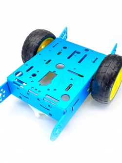 โครงรถหุ่นยนต์ Aluminum alloy robot Smart car ล้อเหลือง/ยางดำ สี Metallic Blue