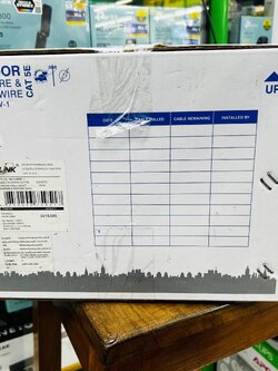 สายแลน Link US-9015MW-1 มีสายไฟ มีสลิง ยาว 100เมตร CAT 5E UTP, PE OUTDOOR w/Drop Wire & Power wire Black 100 M./Reel in Bx.