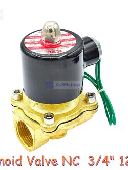 Solenoid Valve โซลินอยด์วาล์วทองเหลือง NC ปกติปิด 3/4" 12VDC