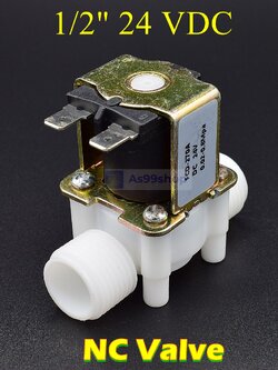 โซลินอยด์วาล์วพลาสติก Solenoid Valve 24Vdc 1/2 นิ้ว สำหรับเปิด-ปิด น้ำ