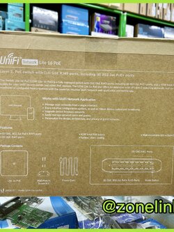 USW-Lite-16-PoE (16) Gigabit RJ45 ports including (8) 802.3at PoE+