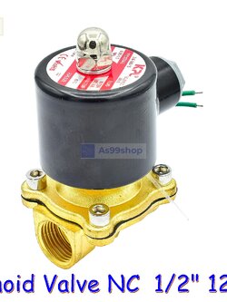 Solenoid Valve โซลินอยด์วาล์วทองเหลือง NC ปกติปิด 1/2" 12VDC