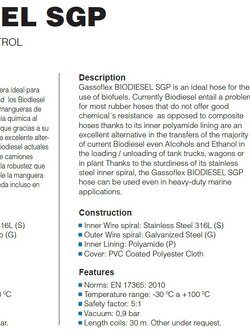 Composite Hoses and Flex, BIODIESEL SGP, HIDROCARBUROS I PETROL