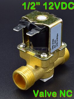 โซลินอยด์วาล์วทองเหลือง Solenoid Valve 12VDC 1/2 นิ้ว สำหรับเปิด-ปิด น้ำ