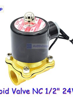 Solenoid Valve โซลินอยด์วาล์วทองเหลือง NC ปกติปิด 1/2" 24VDC