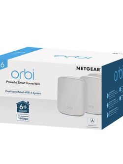 AX1800 WiFi Mesh System (RBK353) Orbi Dual-Band WiFi 6 Mesh System, 1.8Gbps, Router + 2 Satellites