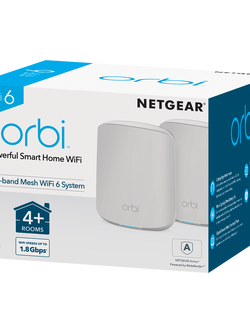 Netgear (RBK352) Orbi WiFi 6 Dual-band Mesh System AX1800 (1 Router + 1 Sattellite)