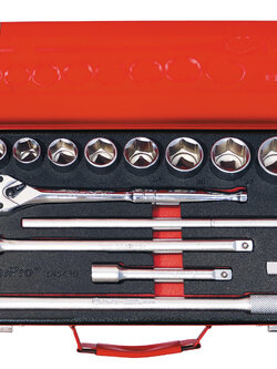 บ็อกชุด AMPRO รู 1/2" 21 ชิ้น (มิล) ขนาด 6 เหลี่ยม (PARABOLA)