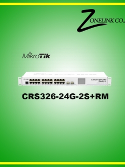 CRS326-24G-2S+RM 24 Gigabit port switch with 2 x SFP+ cages in 1U rackmount case, Dual boot (RouterOS or SwitchOS)