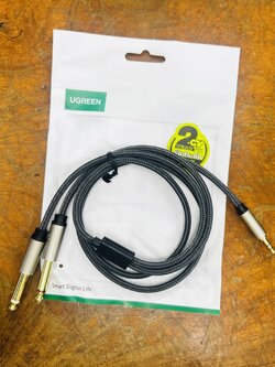 UGREEN 10613 3.5mm TRS to Dual 6.35mm TS Audio Cable 1m.