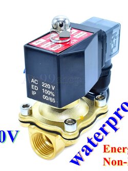Outdoor Waterproof and energy-saving non-heating Solenoid Valve โซลินอยด์วาล์วทองเหลือง NC ปกติปิด 1/2" 220VAC