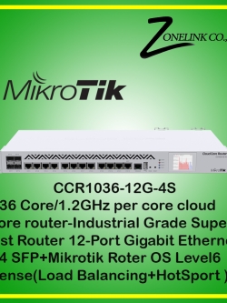 MikroTik CCR1036-12G-4S - 36-Core / 1.2GHz per core Cloud Core Router - Industrial Grade Super Fast Router, 12-Port Gigabit Ethernet + 4-Port SFP + MikroTik RouterOS, Level6 license (Load Balancing + HotSpot Server) Metal Case + CPU Tilera Tile-Gx36 36-Co