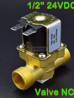 โซลินอยด์วาล์วทองเหลือง Solenoid Valve 24VDC 1/2 นิ้ว สำหรับเปิด-ปิด น้ำ
